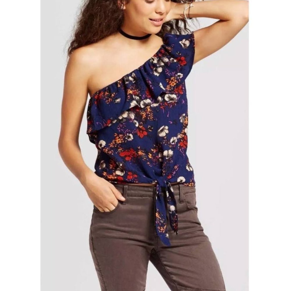 Mossimo Supply Co. One Shoulder Floral Top sz S